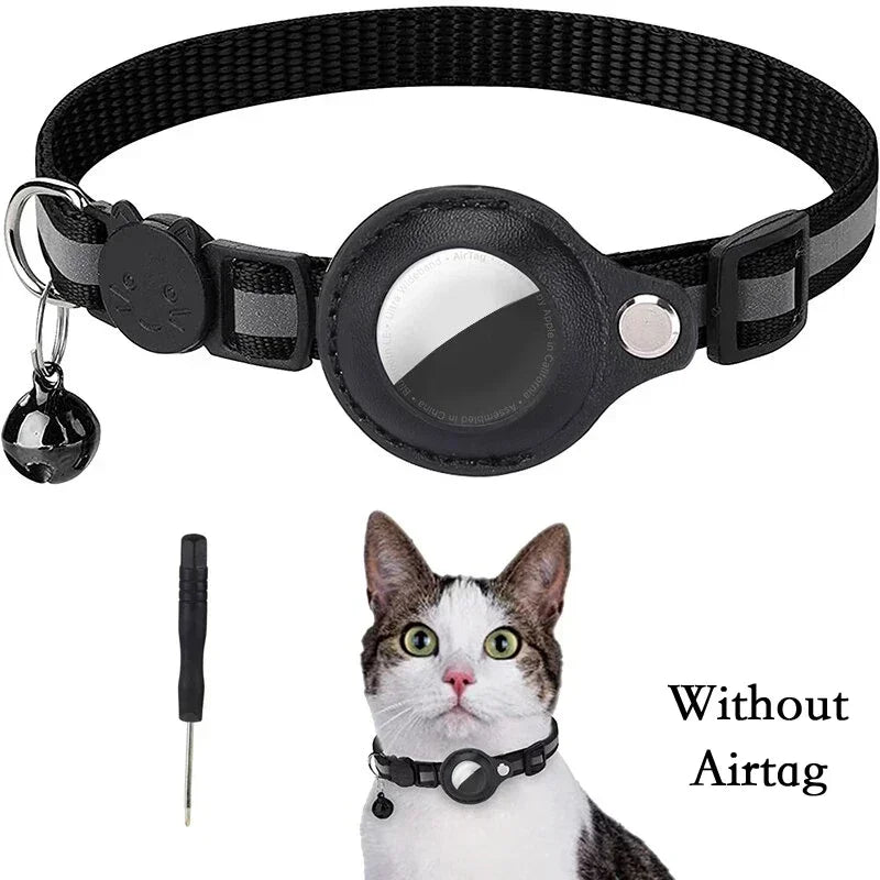 Coleira Antiperda para Gatos Compatível com AirTag – Com Case Protetora, Sino e Faixa Refletiva, Acessório para Gatinhos e Pets