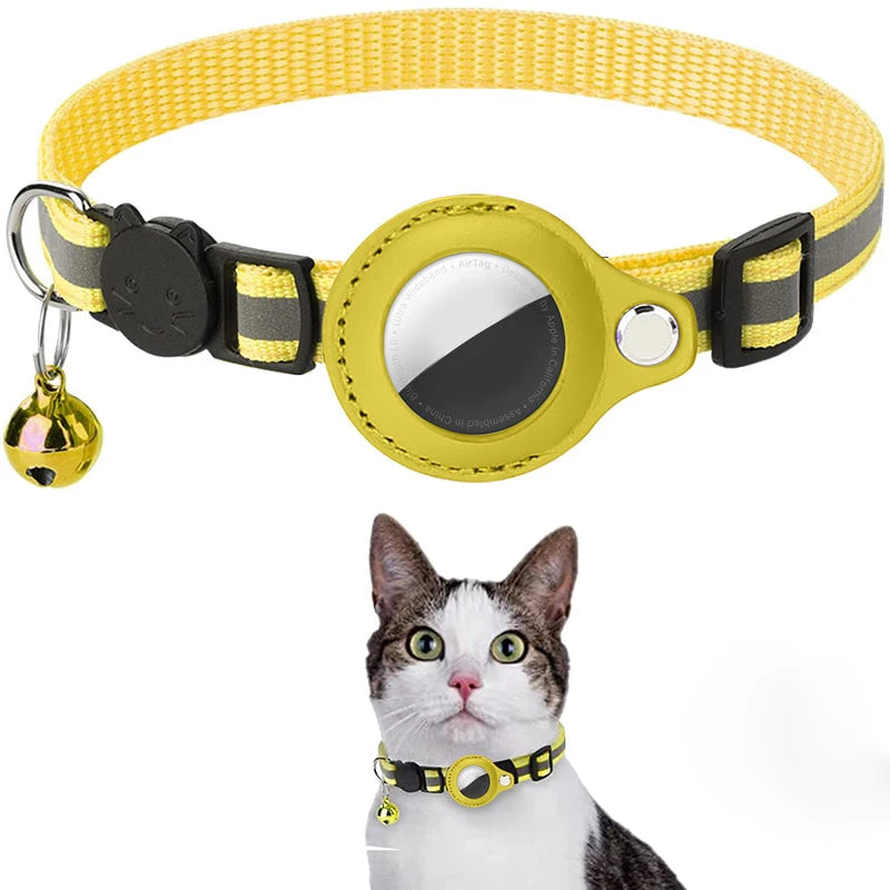 Coleira Antiperda para Gatos Compatível com AirTag – Com Case Protetora, Sino e Faixa Refletiva, Acessório para Gatinhos e Pets