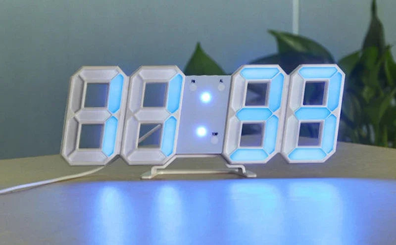 Relógio Digital 3D LED – Display de Hora, Data e Temperatura para Casa, Cozinha e Escritório