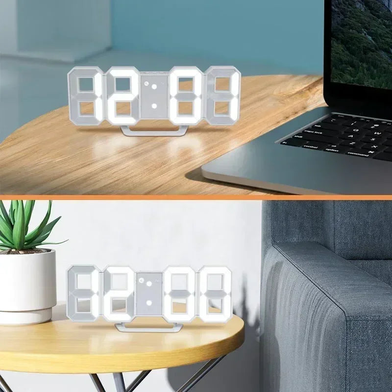Relógio Digital 3D LED – Display de Hora, Data e Temperatura para Casa, Cozinha e Escritório
