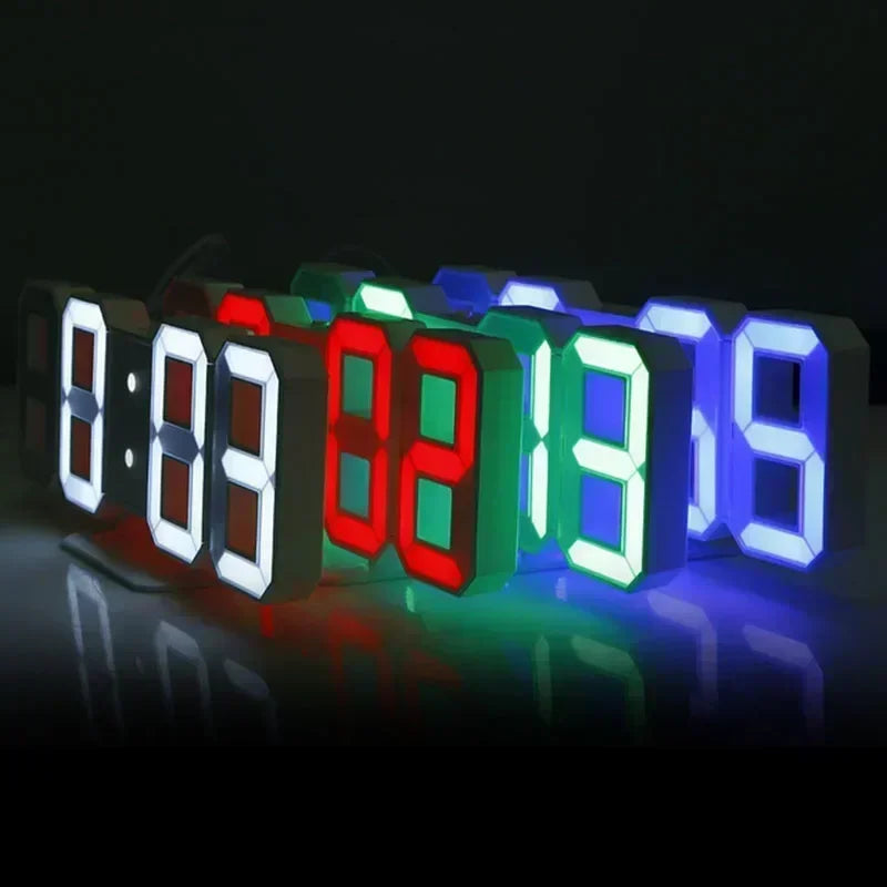 Relógio Digital 3D LED – Display de Hora, Data e Temperatura para Casa, Cozinha e Escritório