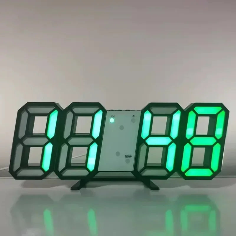Relógio Digital 3D LED – Display de Hora, Data e Temperatura para Casa, Cozinha e Escritório