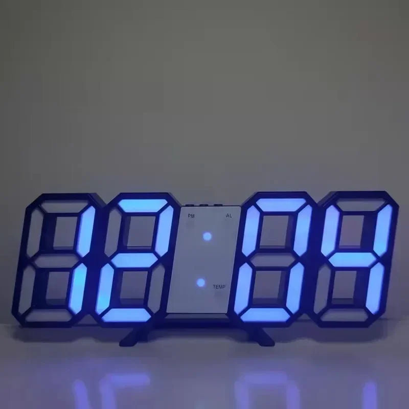 Relógio Digital 3D LED – Display de Hora, Data e Temperatura para Casa, Cozinha e Escritório