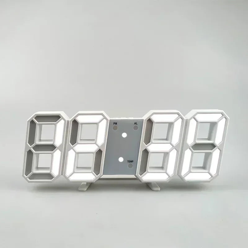 Relógio Digital 3D LED – Display de Hora, Data e Temperatura para Casa, Cozinha e Escritório