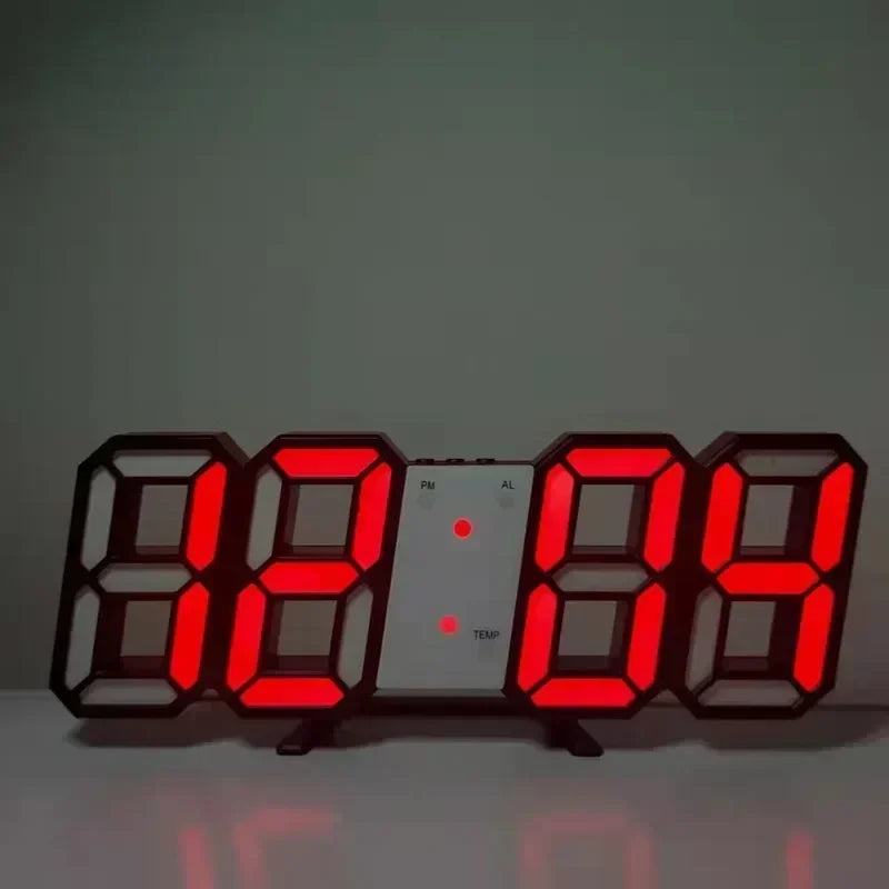 Relógio Digital 3D LED – Display de Hora, Data e Temperatura para Casa, Cozinha e Escritório