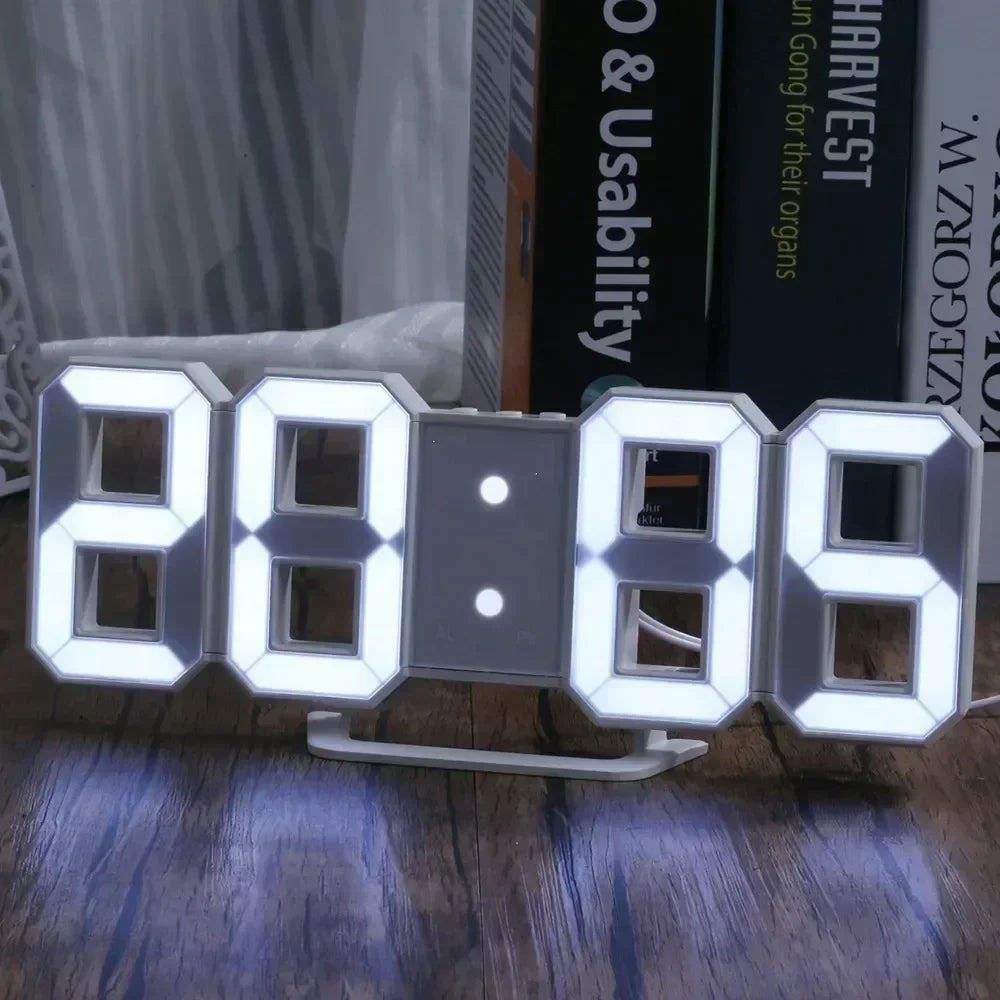 Relógio Digital 3D LED – Display de Hora, Data e Temperatura para Casa, Cozinha e Escritório