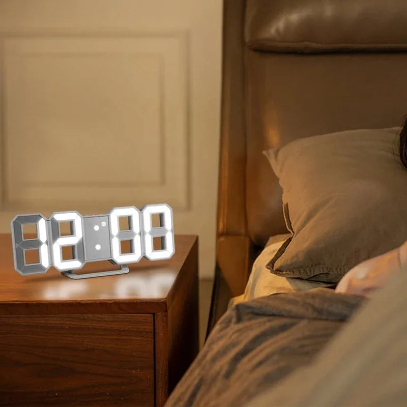 Relógio Digital 3D LED – Display de Hora, Data e Temperatura para Casa, Cozinha e Escritório