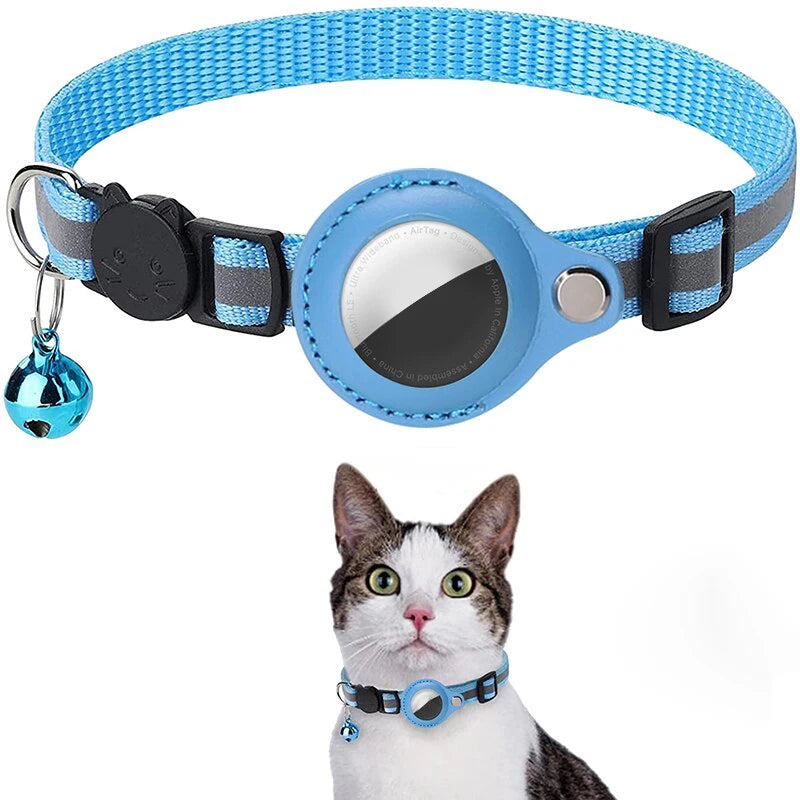 Coleira Antiperda para Gatos Compatível com AirTag – Com Case Protetora, Sino e Faixa Refletiva, Acessório para Gatinhos e Pets