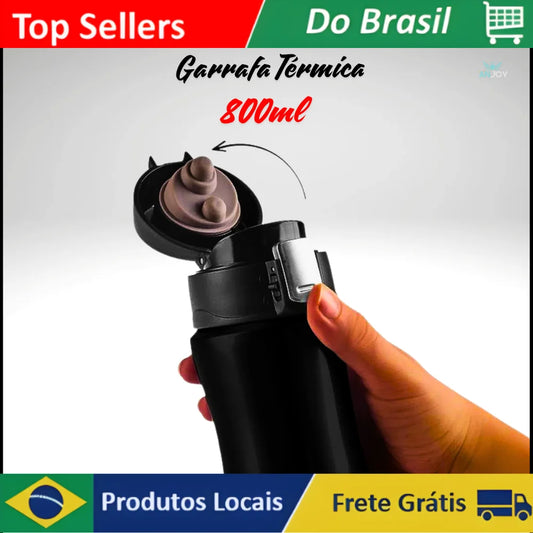 Garrafa Térmica de Aço Inoxidável 800ml – Praticidade e Estilo para o Dia a Dia