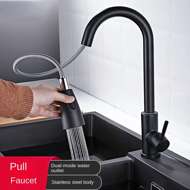Torneira Inox Giratória 360° – Bico Extensível e Fluxo Ajustável
