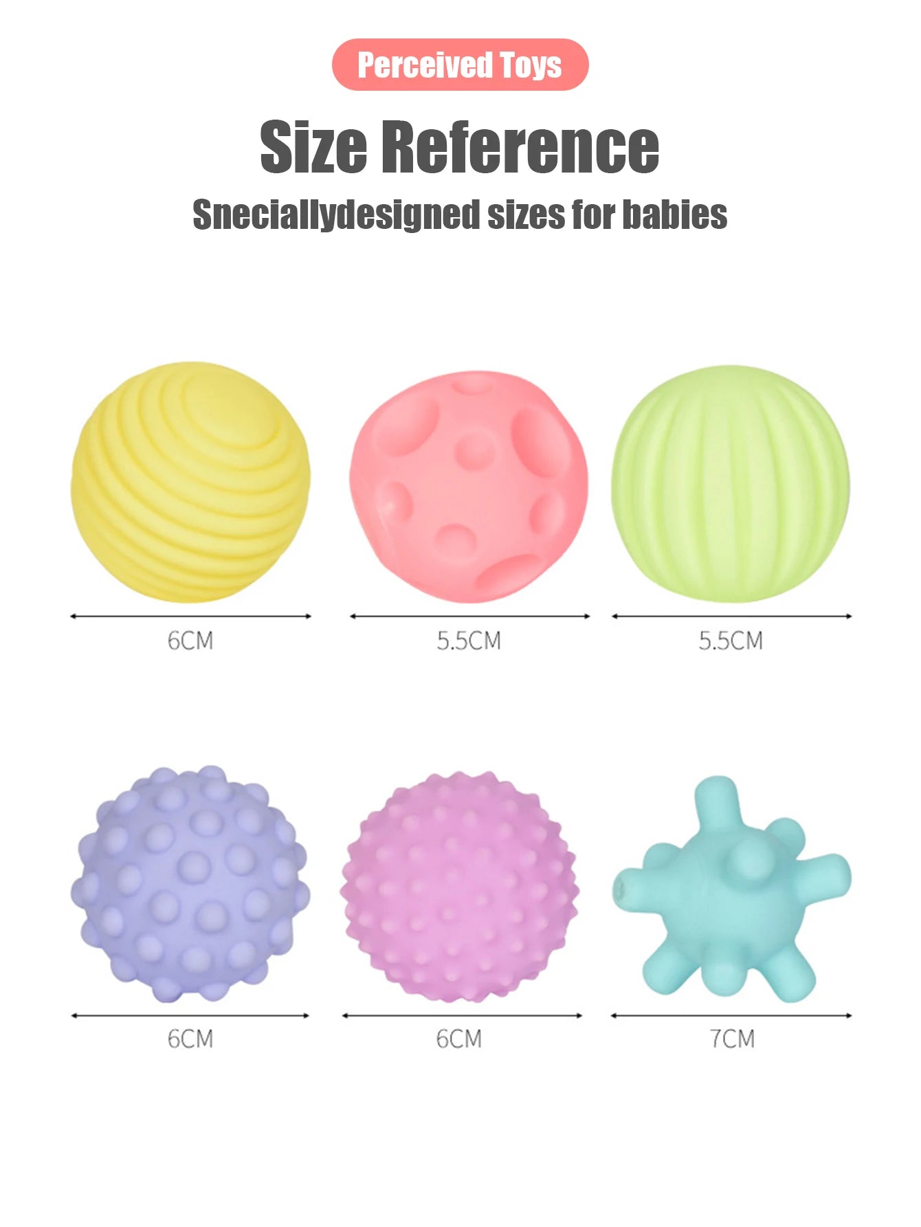 Brinquedos de Banho para Bebês – Conjunto com 6 Bolas de Borracha Macia