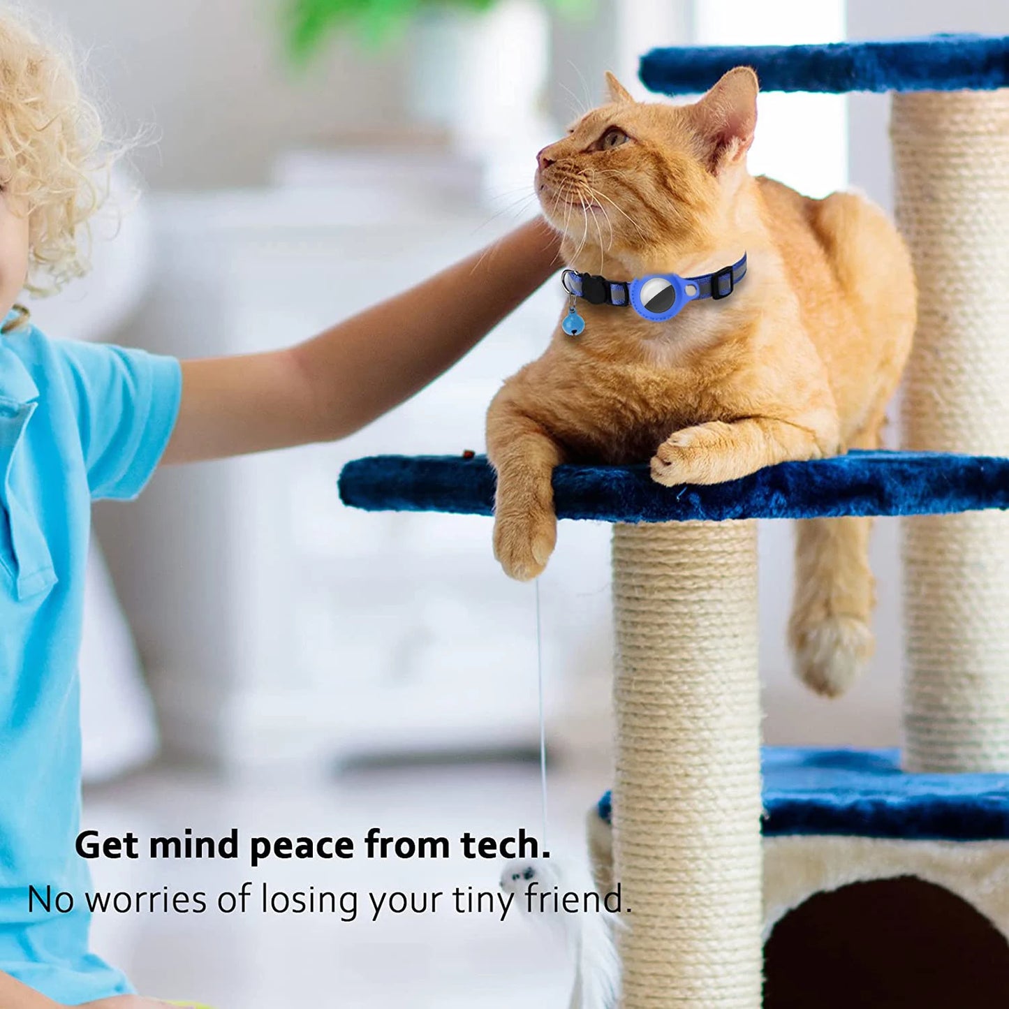 Coleira Antiperda para Gatos Compatível com AirTag – Com Case Protetora, Sino e Faixa Refletiva, Acessório para Gatinhos e Pets