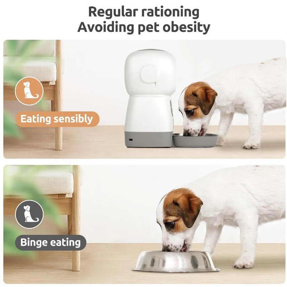 Comedouro Automático Inteligente para Pets 3,5L – Wi-Fi, Alimentação Lenta, Gravador de Voz e Programação para Gatos e Cães