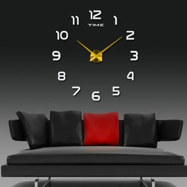 Relógio de Parede Grande DIY – Design Moderno com Espelho Acrílico e Movimento Quartz