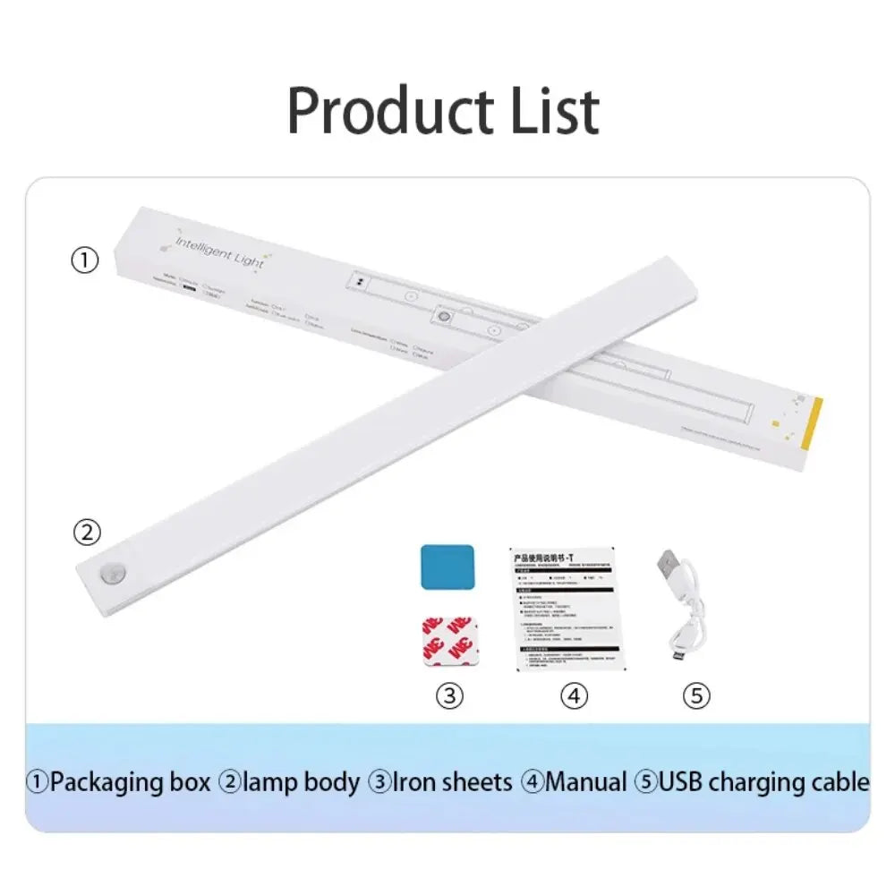 Luminária LED com Sensor de Movimento – Fina, Sem Fios e Recarregável para Armários e Ambientes Internos