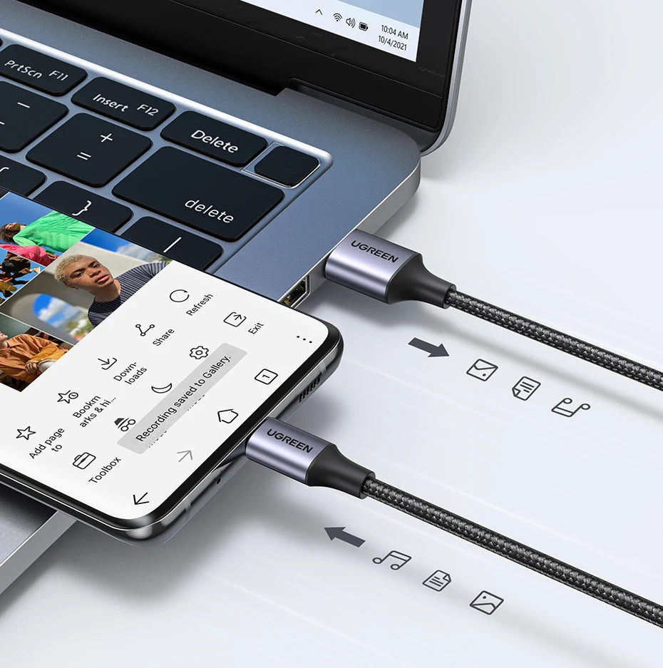 Cabo USB-C de Alta Velocidade UGREEN – Compatível com Xiaomi, Samsung e Apple