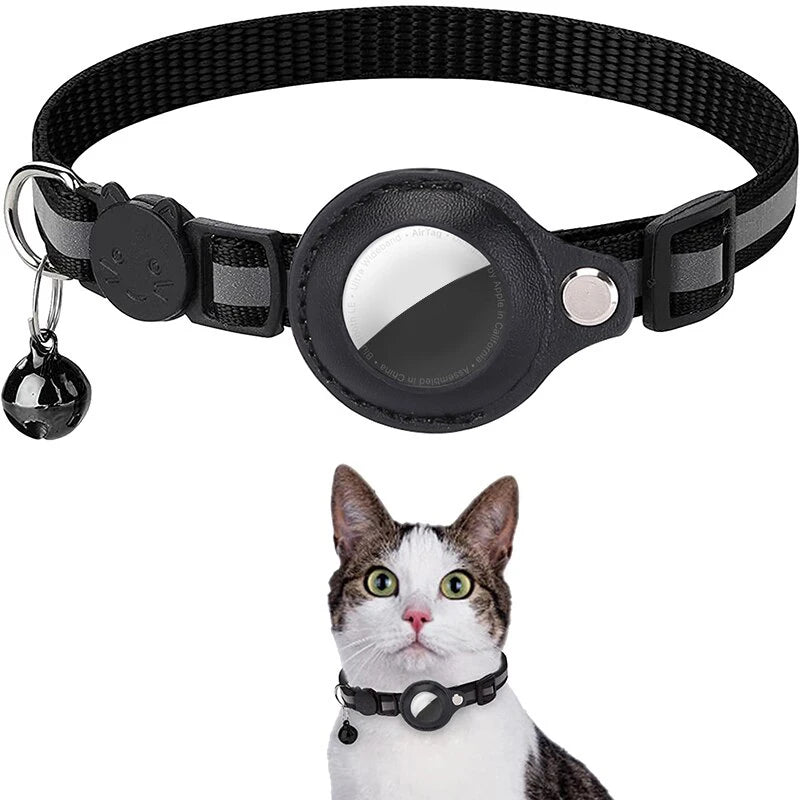 Coleira Antiperda para Gatos Compatível com AirTag – Com Case Protetora, Sino e Faixa Refletiva, Acessório para Gatinhos e Pets