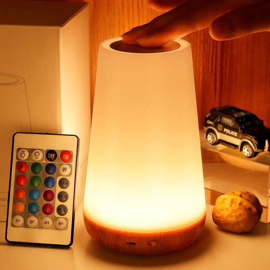 Luminária Noturna RGB 13 Cores – Controle Remoto, Toque, Regulável, Portátil e Recarregável via USB