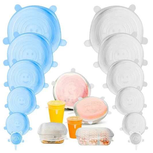 Conjunto de 6 Tampas de Silicone para Alimentos – Reutilizável e Redonda