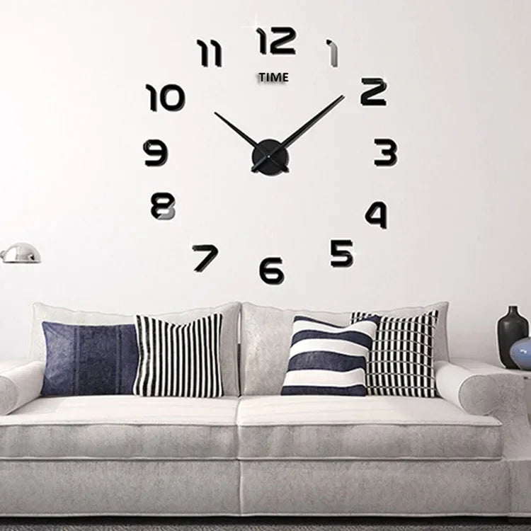 Relógio de Parede Grande DIY – Design Moderno com Espelho Acrílico e Movimento Quartz