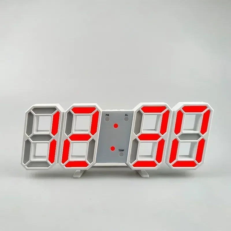 Relógio Digital 3D LED – Display de Hora, Data e Temperatura para Casa, Cozinha e Escritório