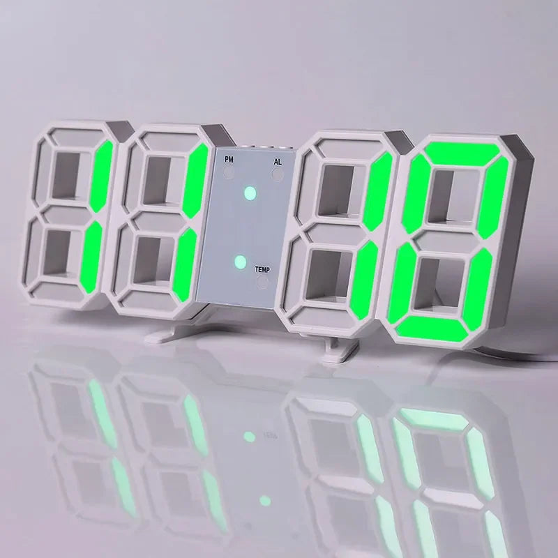 Relógio Digital 3D LED – Display de Hora, Data e Temperatura para Casa, Cozinha e Escritório