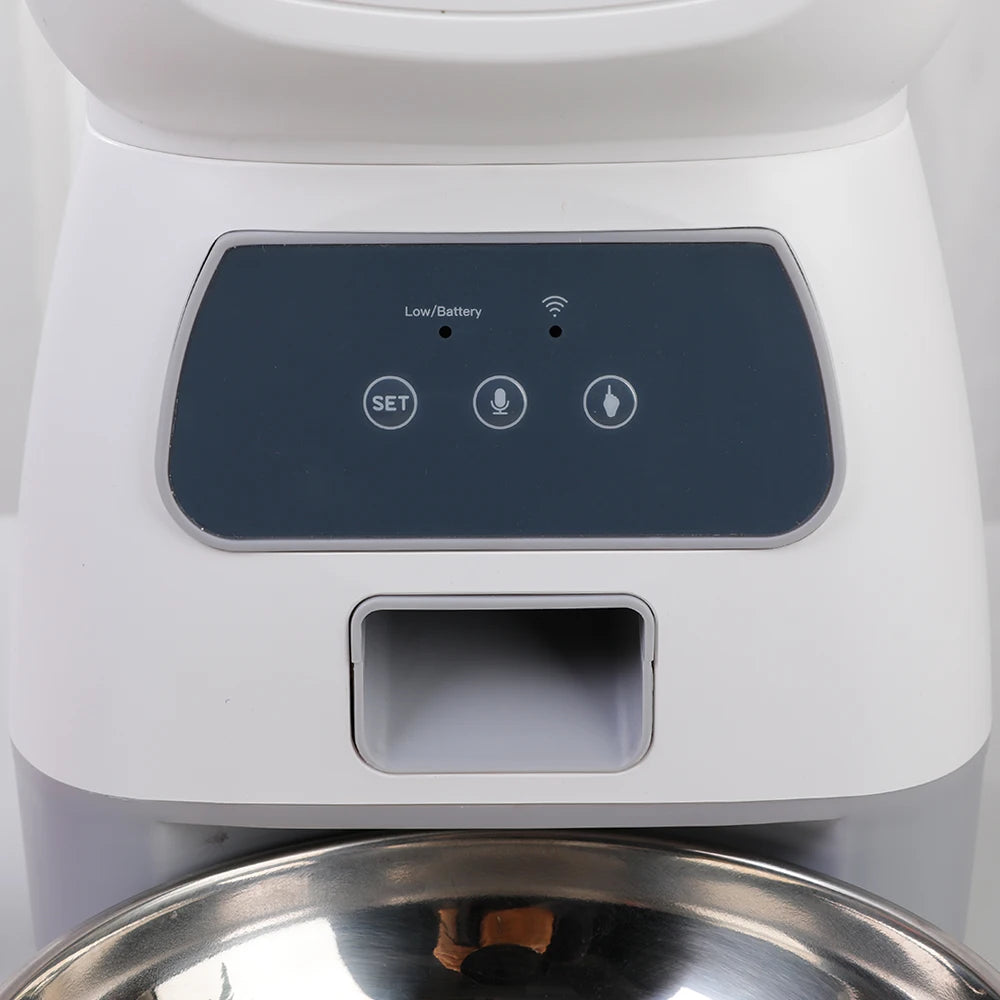 Comedouro Automático Inteligente para Pets 3,5L – Wi-Fi, Alimentação Lenta, Gravador de Voz e Programação para Gatos e Cães