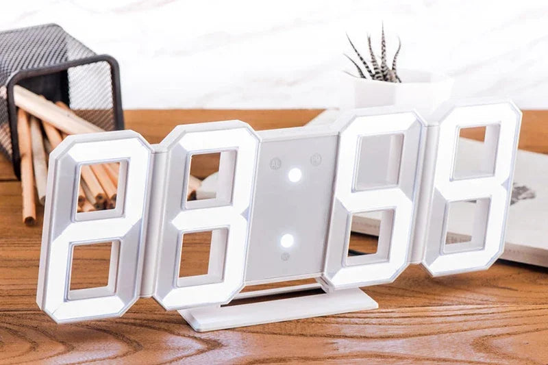 Relógio Digital 3D LED – Display de Hora, Data e Temperatura para Casa, Cozinha e Escritório
