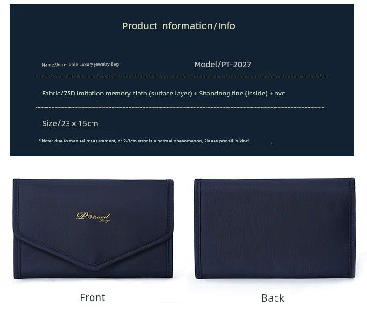 Bolsa Dobrável de Luxo para Viagem – Organizador de Joias Portátil e Prático