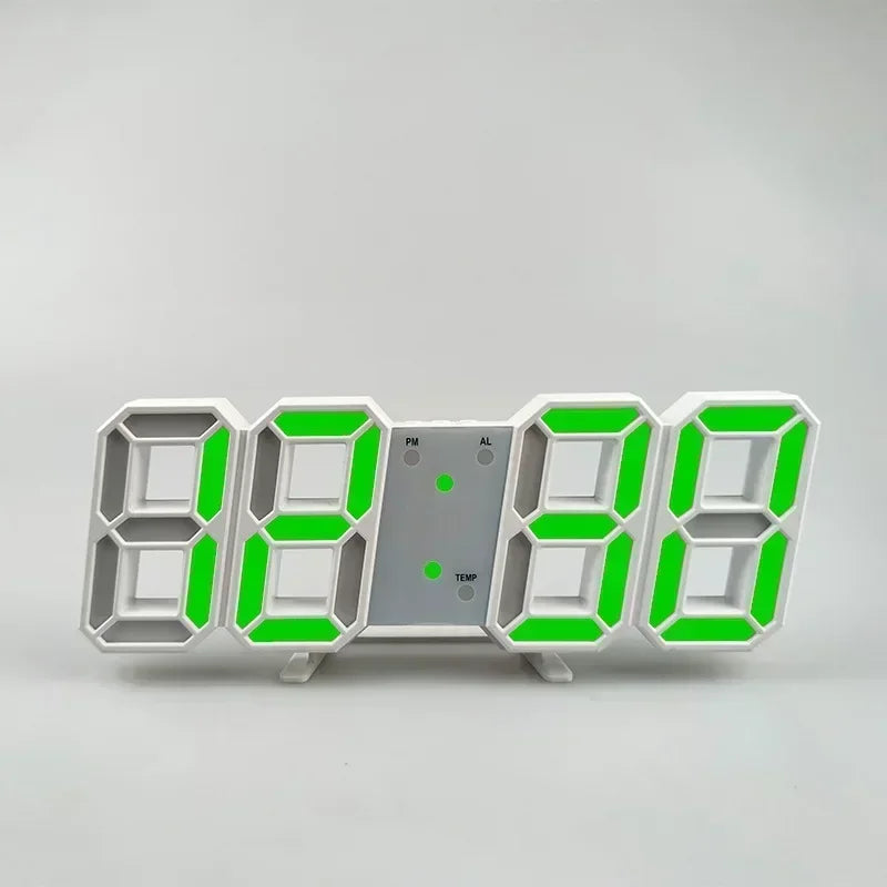 Relógio Digital 3D LED – Display de Hora, Data e Temperatura para Casa, Cozinha e Escritório