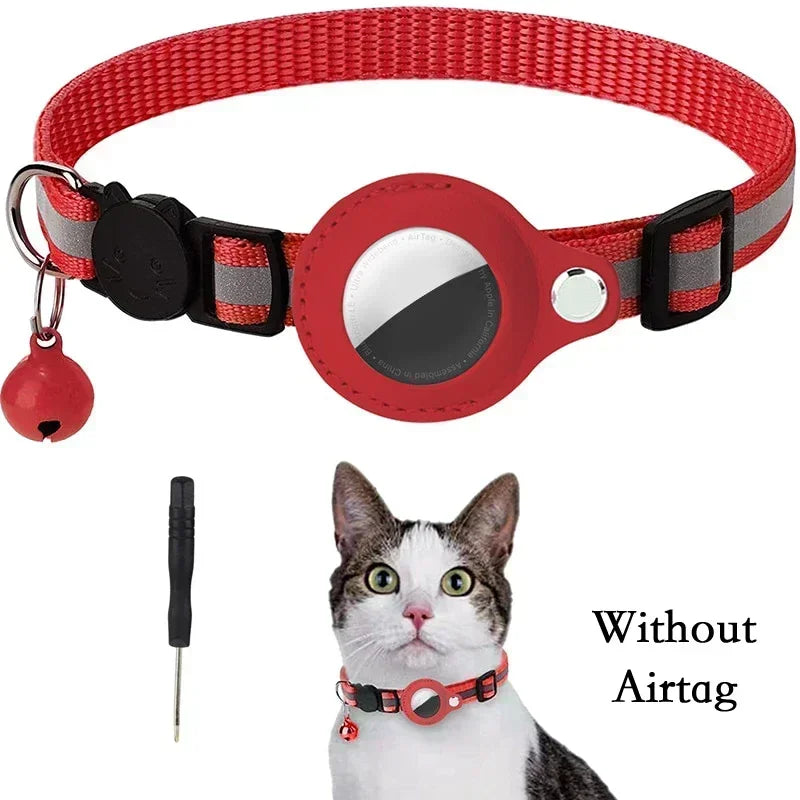Coleira Antiperda para Gatos Compatível com AirTag – Com Case Protetora, Sino e Faixa Refletiva, Acessório para Gatinhos e Pets