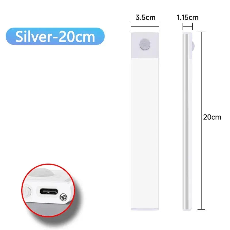Luminária LED com Sensor de Movimento – Fina, Sem Fios e Recarregável para Armários e Ambientes Internos