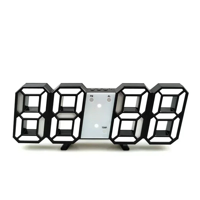 Relógio Digital 3D LED – Display de Hora, Data e Temperatura para Casa, Cozinha e Escritório