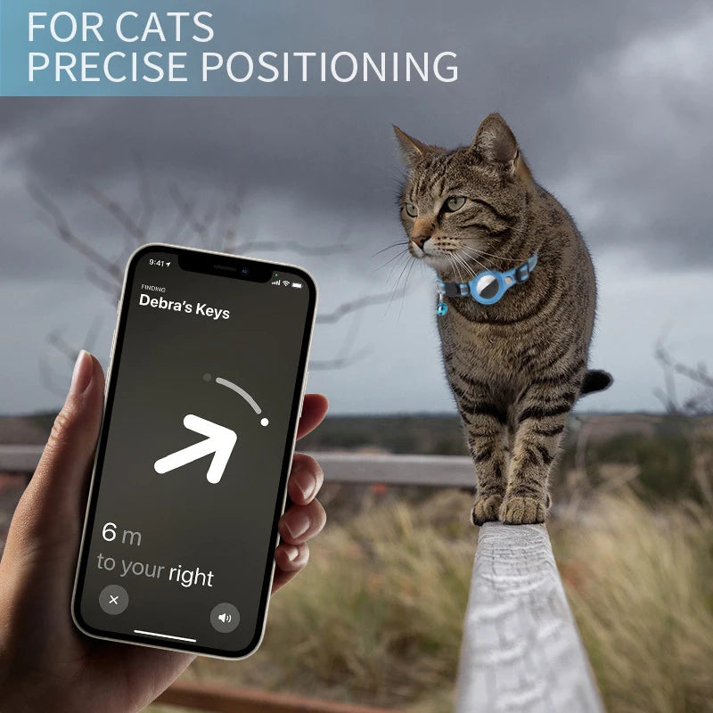 Coleira Antiperda para Gatos Compatível com AirTag – Com Case Protetora, Sino e Faixa Refletiva, Acessório para Gatinhos e Pets