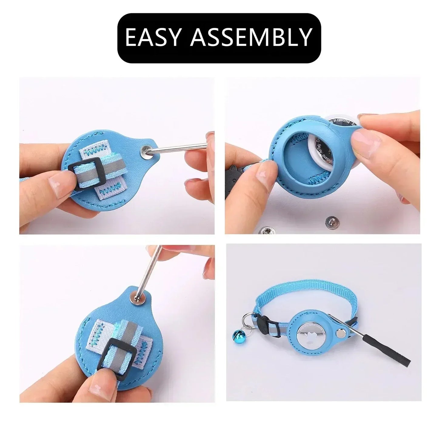 Coleira Antiperda para Gatos Compatível com AirTag – Com Case Protetora, Sino e Faixa Refletiva, Acessório para Gatinhos e Pets