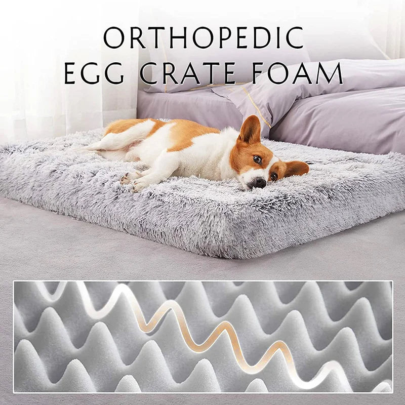Cama Ortopédica de Pelúcia para Cães – Espuma de Memória, Impermeável e Lavável