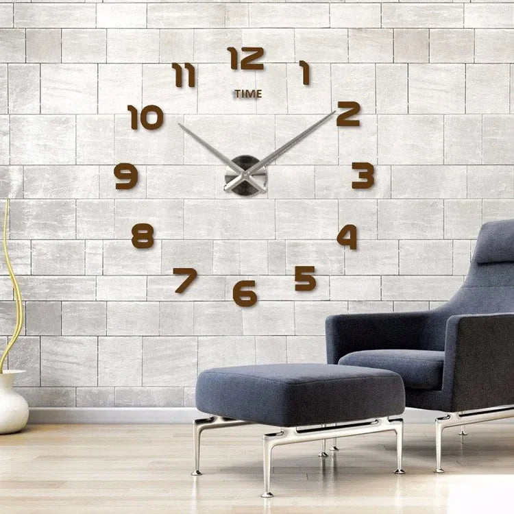 Relógio de Parede Grande DIY – Design Moderno com Espelho Acrílico e Movimento Quartz