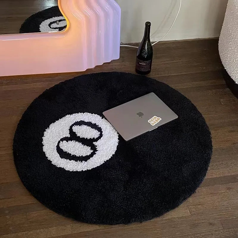 Tapete Decorativo Bola 8 – Antiderrapante e Aconchegante para Quarto ou Sala