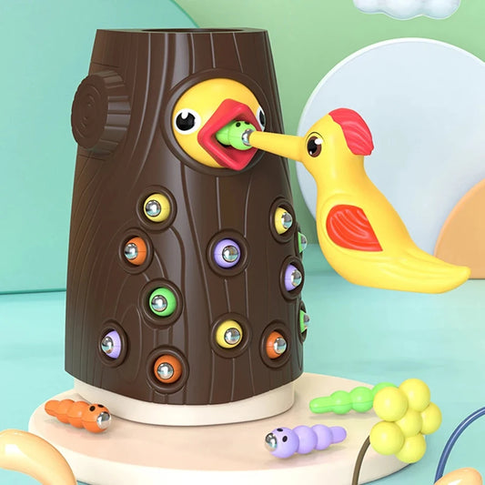 Brinquedo Educacional de Pica-Pau – Jogo Magnético de Captura de Insetos