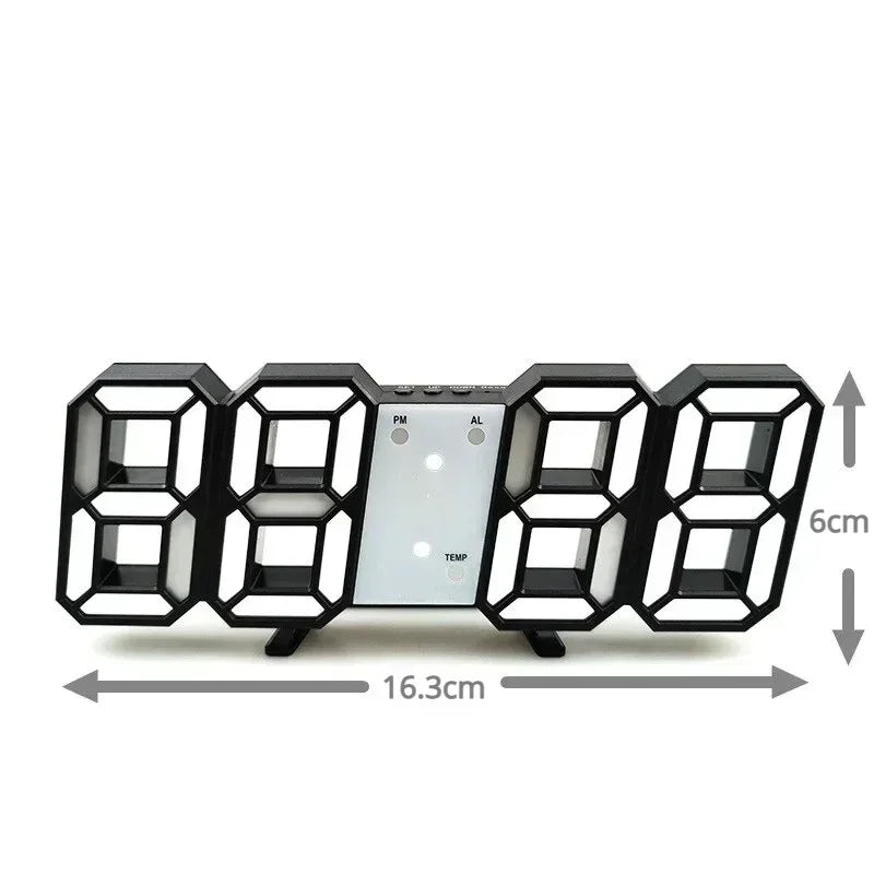 Relógio Digital 3D LED – Display de Hora, Data e Temperatura para Casa, Cozinha e Escritório