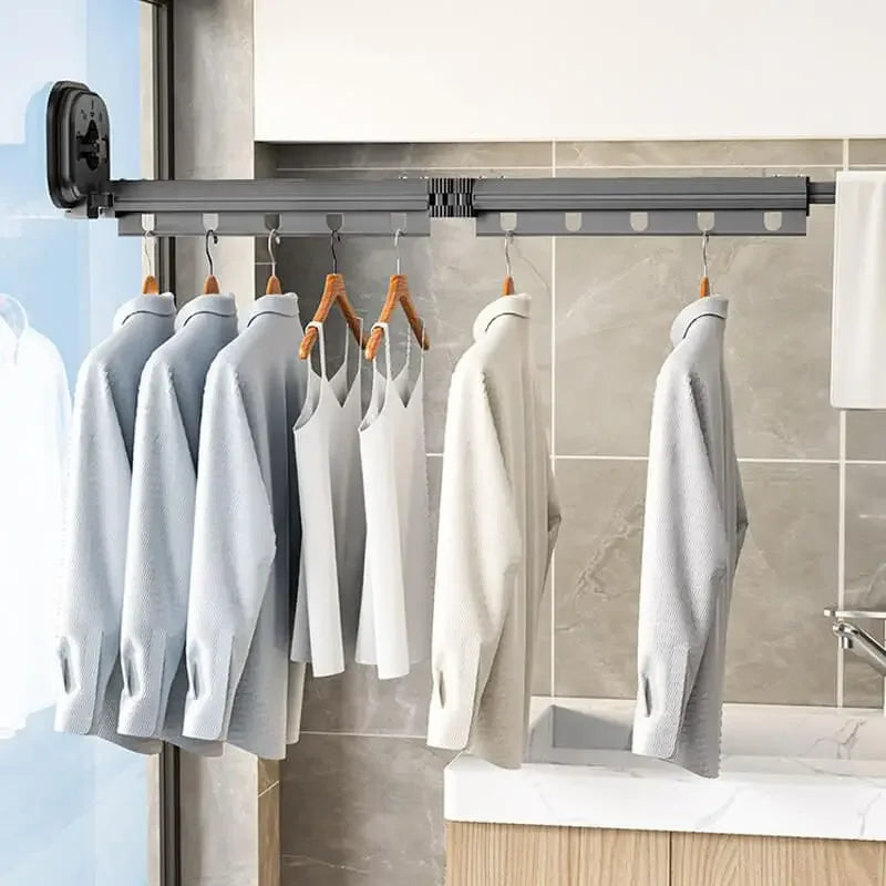 Varal Retrátil Dobrável para Roupas – Compacto, Montável na Parede e Ideal para Lavanderia