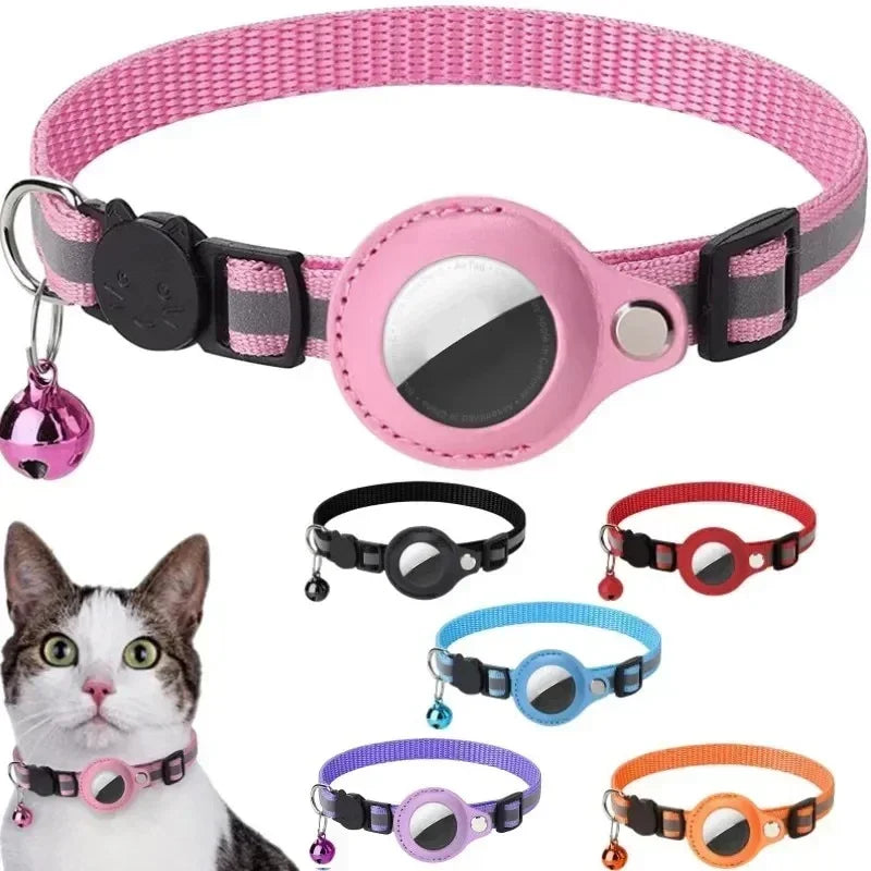 Coleira Antiperda para Gatos Compatível com AirTag – Com Case Protetora, Sino e Faixa Refletiva, Acessório para Gatinhos e Pets